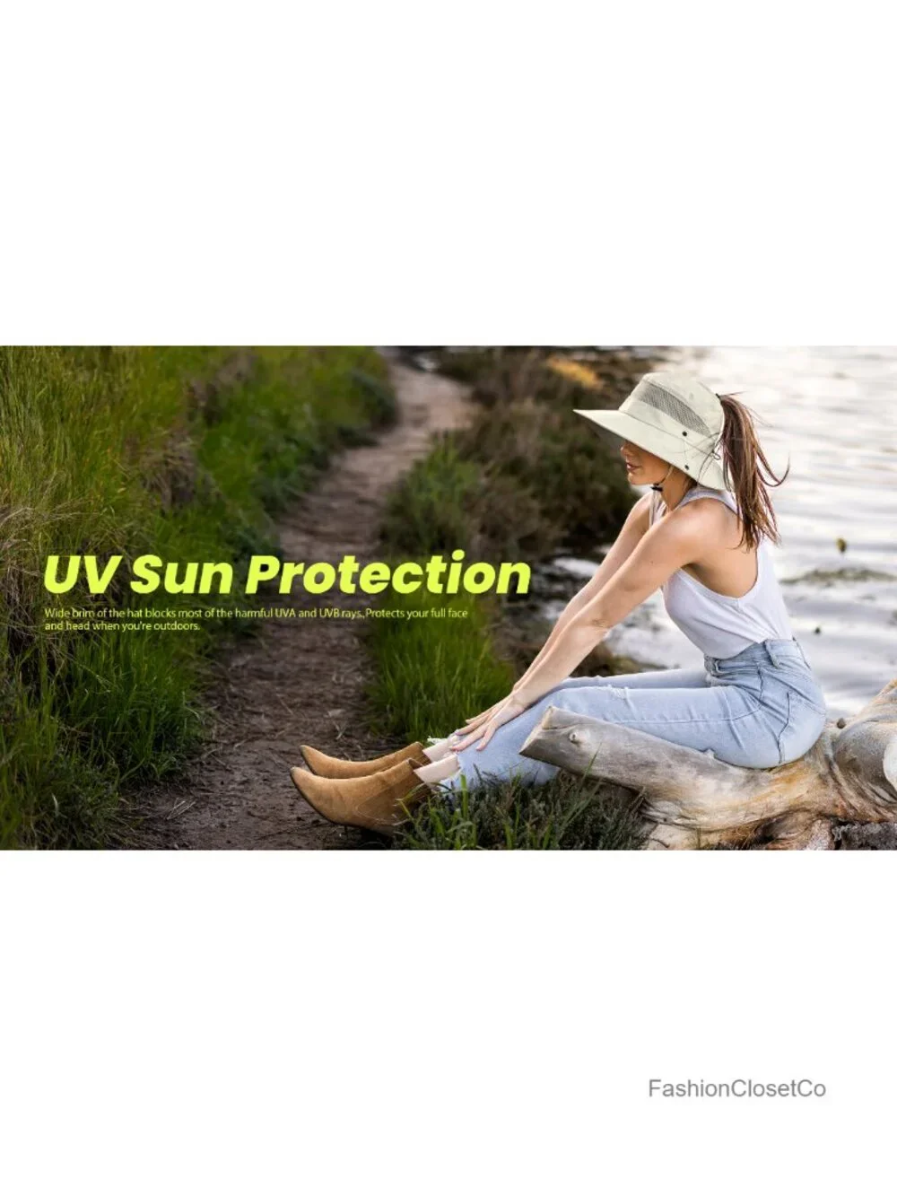 UPF 50+ High Ponytail Bucket Hat, Waterproof, Breathable, Adjustable Sun Hat